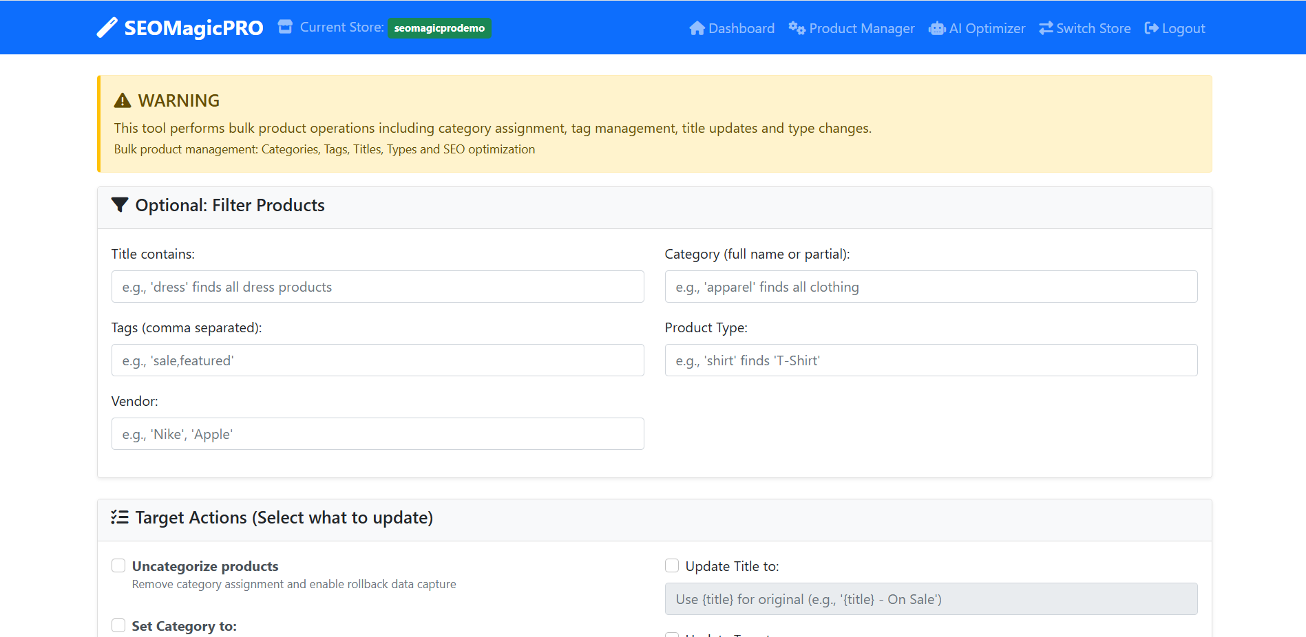 SEOMagicPRO Dashboard